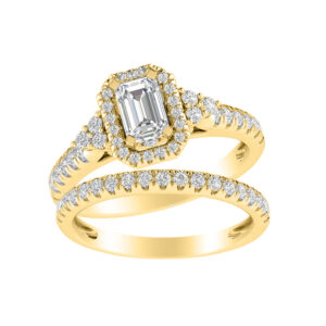 LADIES SEMI MOUNT BRIDAL SET 0.75CT ROUND DIAMOND 14K YELLOW GOLD (SI QUALITY)