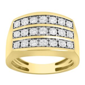 MEN'S RING 0.25CT ROUND DIAMOND 14K YELLOW GOLD