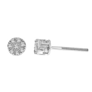 LADIES EARRINGS 0.05CT ROUND DIAMOND 14K WHITE GOLD