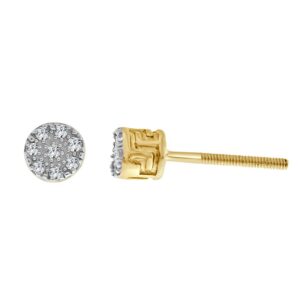 LADIES EARRINGS 0.05CT ROUND DIAMOND 14K YELLOW GOLD