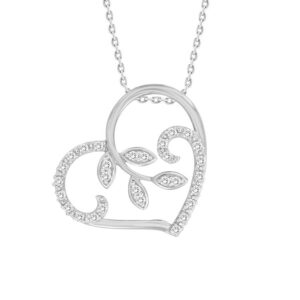 LADIES PENDANT 0.20CT ROUND DIAMOND 10K WHITE GOLD