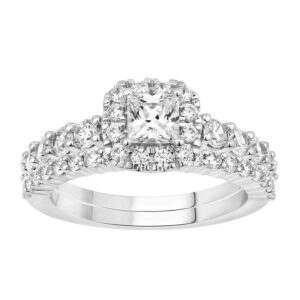 LADIES SEMI MOUNT BRIDAL SET 1.20CT ROUND DIAMOND 14K WHITE GOLD (SI QUALITY)