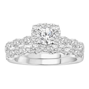 LADIES SEMI MOUNT BRIDAL SET 1.10CT ROUND DIAMOND 14K WHITE GOLD (SI QUALITY)