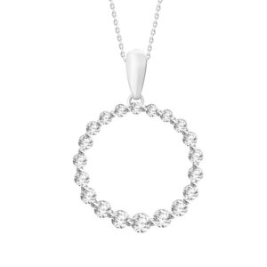 LADIES PENDANT 0.25CT ROUND DIAMOND STERLING SILVER/WHITE GOLD