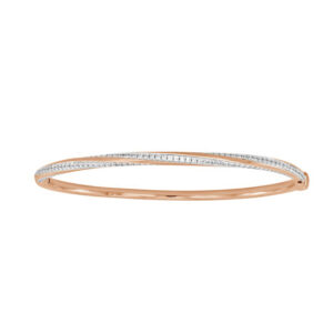 LADIES BANGLE 1.00CT ROUND DIAMOND 14K ROSE GOLD (SI QUALITY)