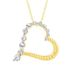 LADIES PENDANT WITH CHAIN 0.25CT ROUND DIAMOND 14K YELLOW GOLD