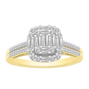LADIES RING 0.50CT ROUND/BAGUETTE DIAMOND 14K YELLOW GOLD (SI QUALITY)