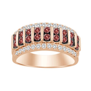 MEN'S RING 1.25CT ROUND DARK BROWN DIAMOND 14K ROSE GOLD (SI QUALITY)
