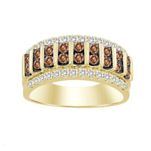 MEN'S RING 1.25CT ROUND DARK BROWN DIAMOND 14K YELLOW GOLD (SI QUALITY)