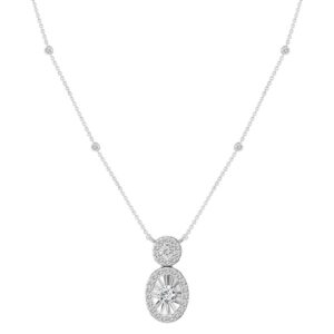 LADIES NECKLACE 0.50CT ROUND DIAMOND 14K WHITE GOLD (SI QUALITY)