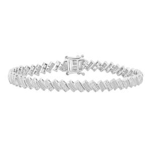 LADIES BRACELET 2.00CT ROUND/BAGUETTE DIAMOND 14K YELLOW GOLD (SI QUALITY)