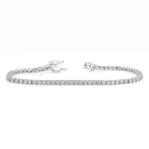 LADIES BRACELET 2.00CT ROUND DIAMOND 14K WHITE GOLD (SI QUALITY)