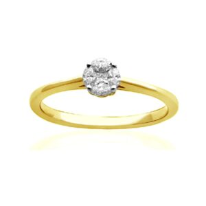 LADIES RING 0.25CT ROUND/PRINCESS DIAMOND 14K YELLOW GOLD