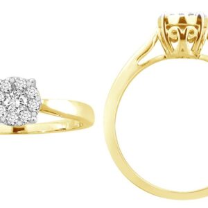 LADIES RING 0.25CT ROUND DIAMOND 14K YELLOW GOLD