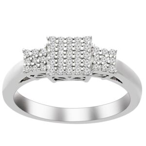 LADIES RING 0.30CT ROUND DIAMOND STERLING SILVER/WHITE GOLD