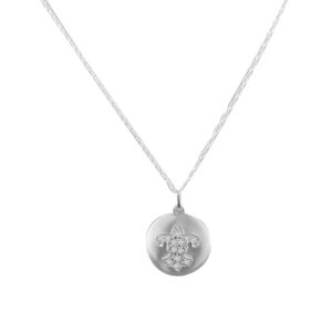 LADIES PENDANT PLUS CHAIN 0.07CT ROUND DIAMOND STERLING SILVER