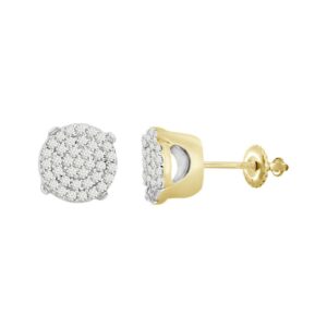 LADIES EARRING 0.25CT ROUND DIAMOND -Y STERLING SILVER/YELLOW