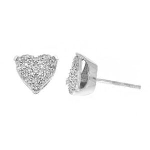 HEART EARRINGS 0.35CT ROUND DIAMOND 10K YELLOW GOLD