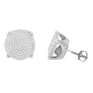 LADIES EARRINGS 0.65CT ROUND DIAMOND STERLING SILVER/WHITE GOLD