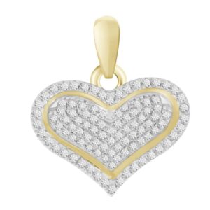 LADIES HEART PENDANT 0.25CT ROUND DIAMOND 10K YELLOW GOLD