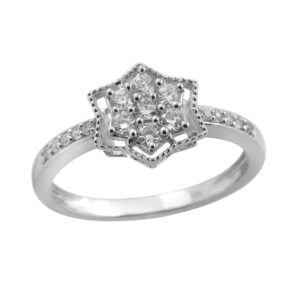 LADIES RING 0.25CT ROUND DIAMOND 10K WHITE GOLD