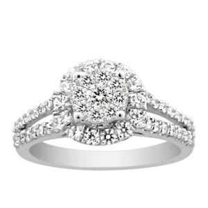 LADIES RING 1.06CT ROUND DIAMOND 14k WHITE GOLD