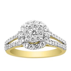 LADIES RING 1.06CT ROUND DIAMOND 14K YELLOW GOLD