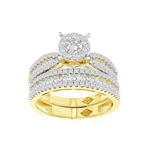 LADIES BRIDAL SET 1.30CT ROUND DIAMOND 14K YELLOW GOLD