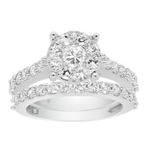 LADIES BRIDAL SET 1.35CT ROUND DIAMOND 14K WHITE GOLD (CENTER STONE 0.20CT ROUND DIAMOND)