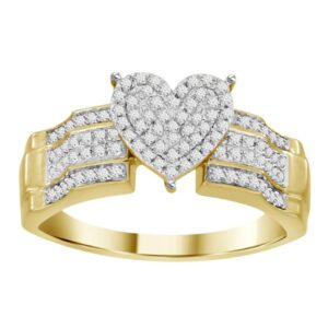 LADIES RING 0.30CT ROUND DIAMOND 10K YELLOW GOLD