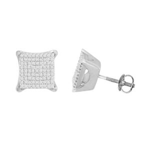 LADIES EARRINGS 0.35CT ROUND DIAMOND 10K WHITE GOLD