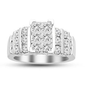 LADIES RING 2.00CT ROUND/PRINCESS DIAMOND 10K WHITE GOLD
