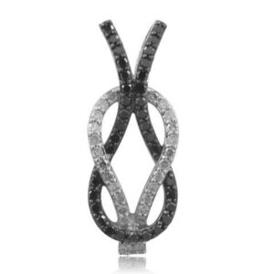 LADIES PENDANT 0.50CT ROUND BLACK DIAMOND 14K WHITE GOLD