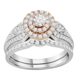 LADIES RING 0.20CT ROUND DIAMOND 14K WHITE/ROSE GOLD (CENTER STONE 0.20CT ROUND DIAMOND)