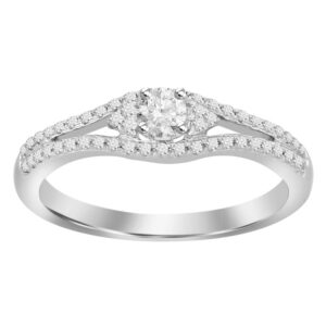 LADIES RING 0.25CT ROUND DIAMOND 10K WHITE GOLD