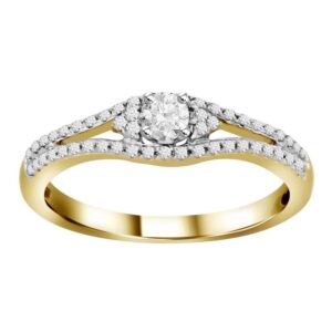 LADIES RING 0.25CT ROUND DIAMOND 10K YELLOW GOLD