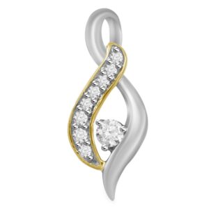 LADIES PENDANT 0.15CT ROUND DIAMOND 10K WHITE/YELLOW GOLD