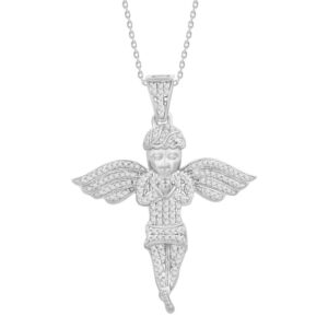ANGLE PENDANT 0.25CT ROUND DIAMOND 10K WHITE GOLD