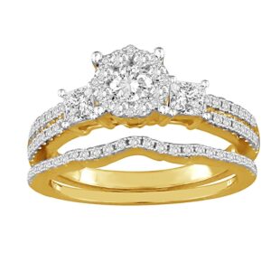 LADIES BRIDAL SET 1.00CT ROUND/PRINCESS DIAMOND 14K YELLOW GOLD