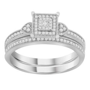 LADIES RING 0.33CT ROUND/PRINCESS DIAMOND 10K WHITE GOLD