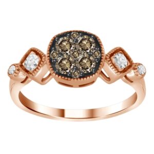 LADIES RING 0.60CT ROUND/CHOCOLATE DIAMOND 14K ROSE GOLD