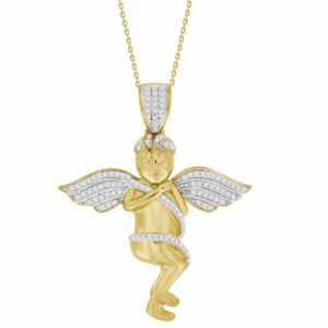 MEN'S PENDANT 0.20CT ROUND DIAMOND 10K YELLOW GOLD