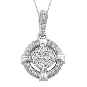 LADIES PENDANT 0.30CT ROUND DIAMOND 14K WHITE GOLD