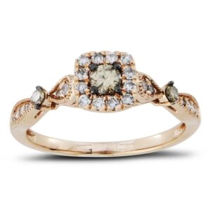 LADIES RING 0.55CT ROUND DARK BROWN DIAMOND 14K ROSE GOLD