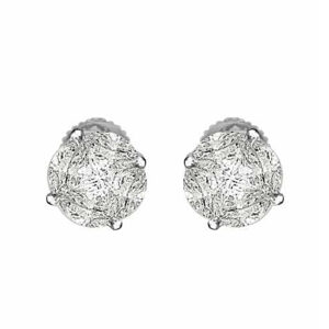 LADIES EARRINGS 1.00CT ROUND/MARQUISE DIAMOND 14K WHITE GOLD