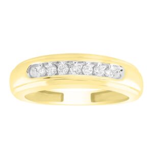 MEN'S BAND 0.15CT ROUND DIAMOND 14K YELLOW GOLD
