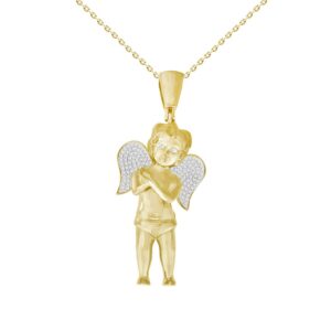 ANGLE PENDANT 0.50CT ROUND DIAMOND 10K YELLOW GOLD