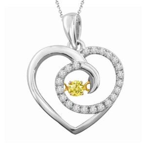 LADIES HEART PENDANT 0.25CT ROUND CANARY DIAMOND 10K WHITE/YELLOW GOLD