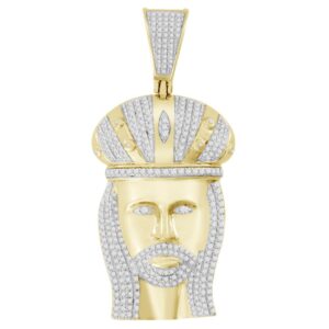 MEN'S JESUS FACE 0.70CT ROUND DIAMOND 10K YELLOW GOLD