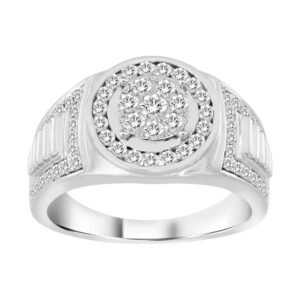 MEN'S RING 1.00CT ROUND DIAMOND 10K WHITE GOLD